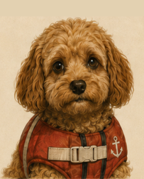 Concept portrait of Mammone in a life vest